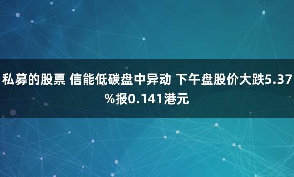 私募的股票 信能低碳盘中异动 下午盘股价大跌5.37%报0.141港元